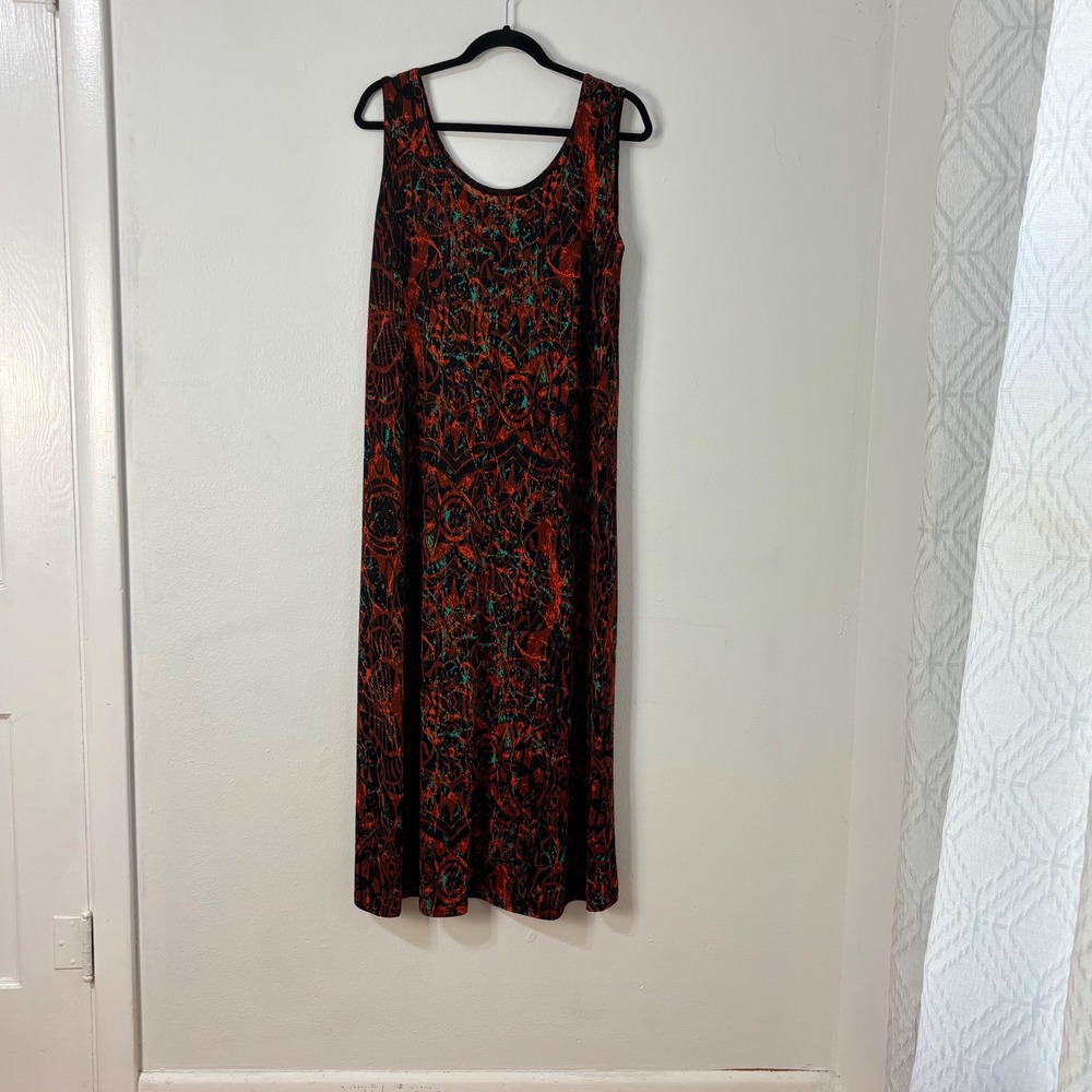 Jostar Maxi Dress Boho Abstract Slinky Knit Travel Resort Office Womens XL